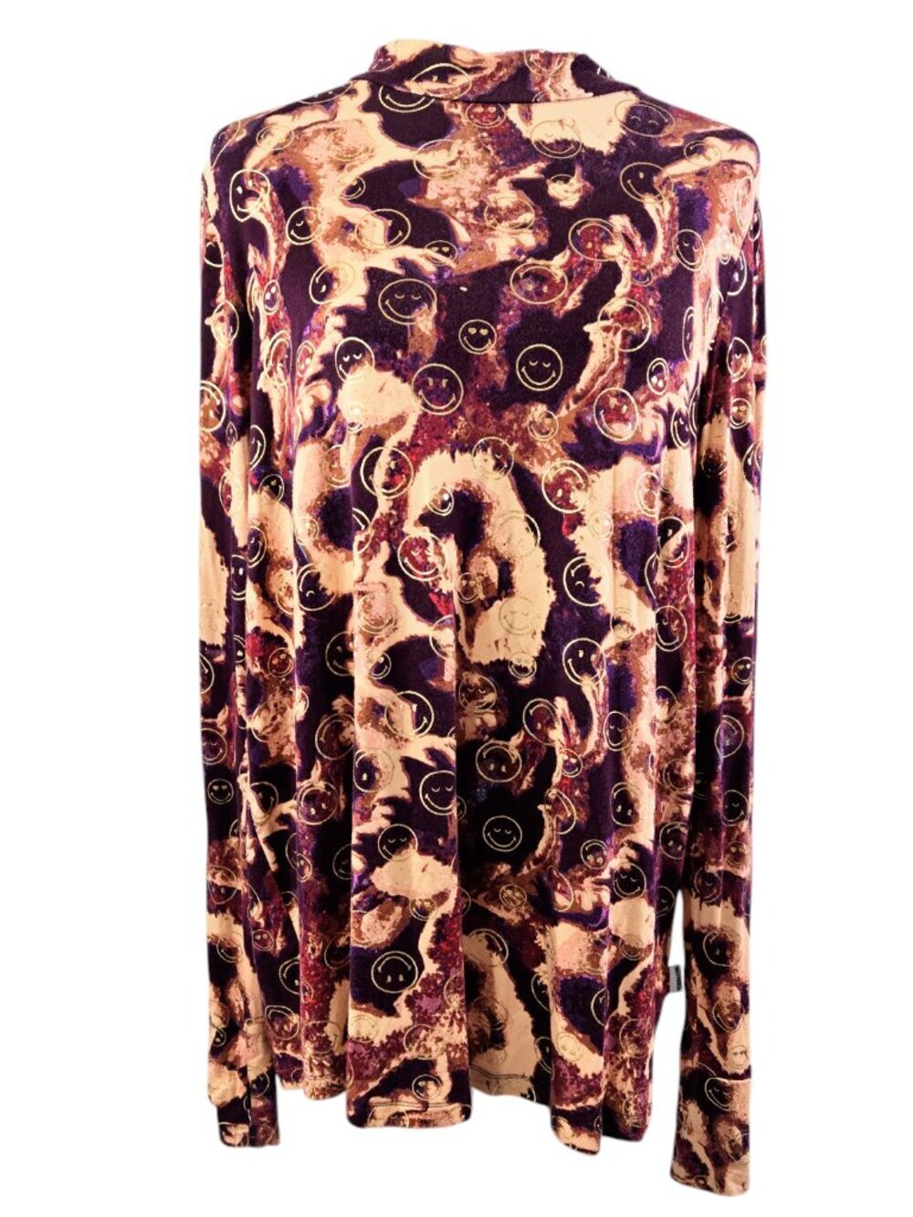 Logo Lori Goldstein Smileyworld Purple Gold Smiley Face Mock Neck Tunic